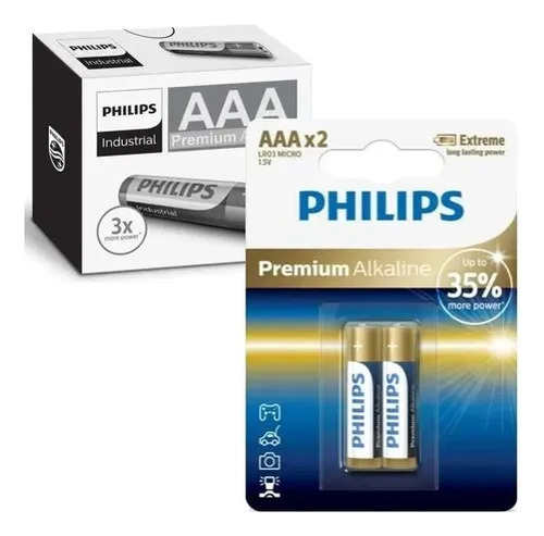 Pilas Alkalinas Philips Aaa Pack De 24 Unidades