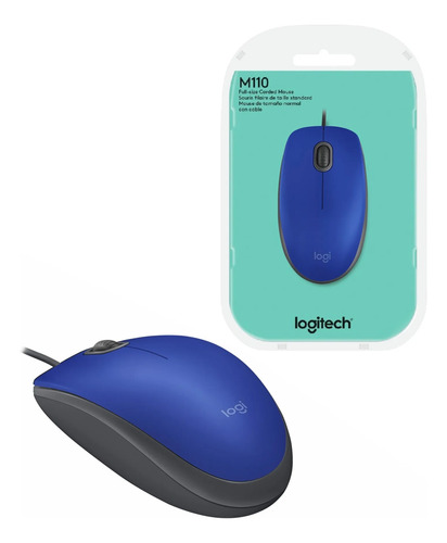 Ratón Cableado M110 Silent Óptico Azul