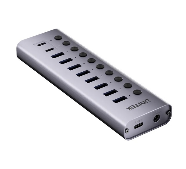 HUB USB-C Unitek 10 en 1 5Gbps con interruptor