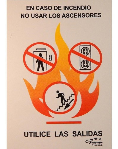 CARTEL DE NO USAR ASCENSOR