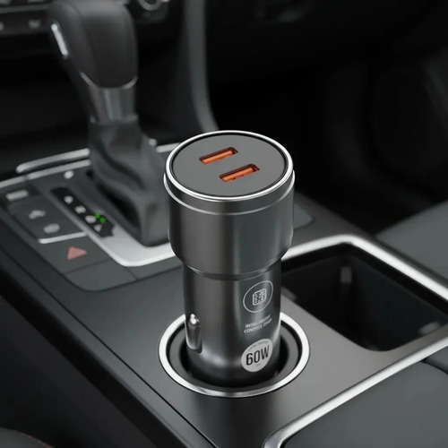 Cargador auto Inkax USB-Cx2 QC3.0 60W gris