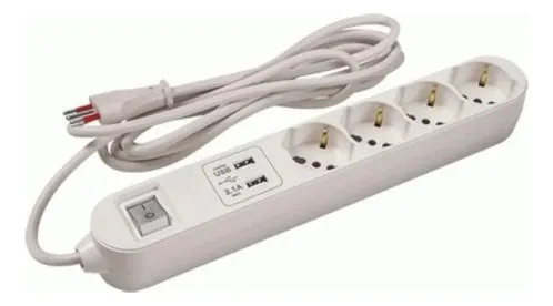 Alargue 3m 4xSchuko 2xUSB