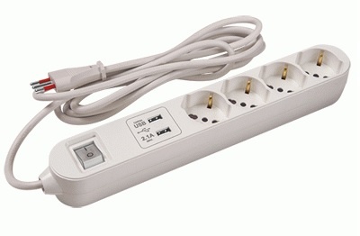 Alargue 3 metros 4xSchuko (3L) a ficha 3L + 2xUSB Conatel