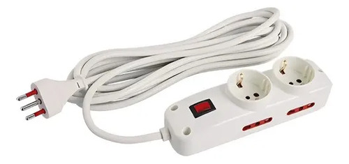 Alargue 5m 2x Schuko 4x 3 En Línea A Ficha 3L Blanco