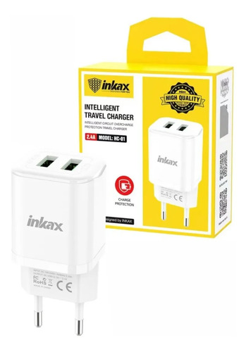 Cargador Inkax HC-02 blanco 2.4 A