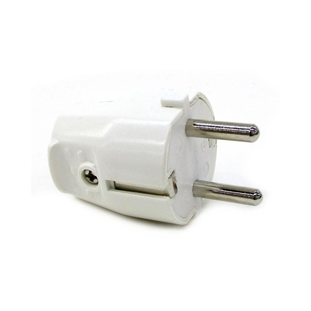 Ficha Schuko blanca Conatel c/tierra