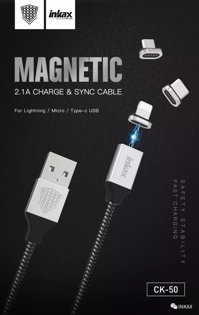 [CK-50] Cable Inkax 1 metro USB-A a Lightning magnético