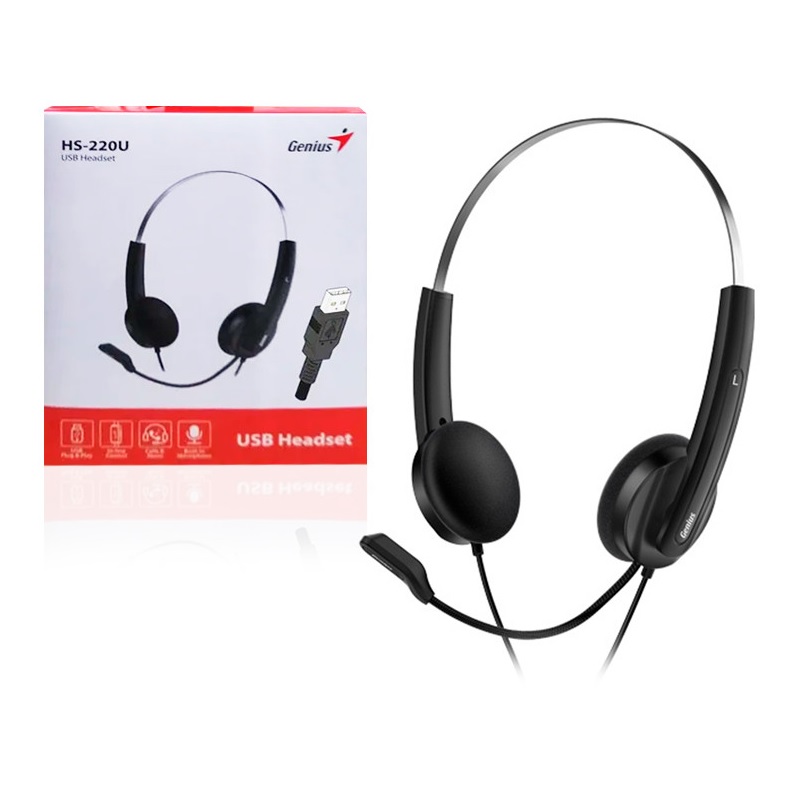 [HS-220U] Audífonos Genius HS-220U usb negro