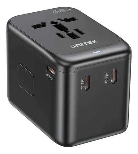 Adaptador De Carga Múltiple 65W Con 3 Puertos USB-C Pd Y 1 Puerto USB-A Qc 3.0