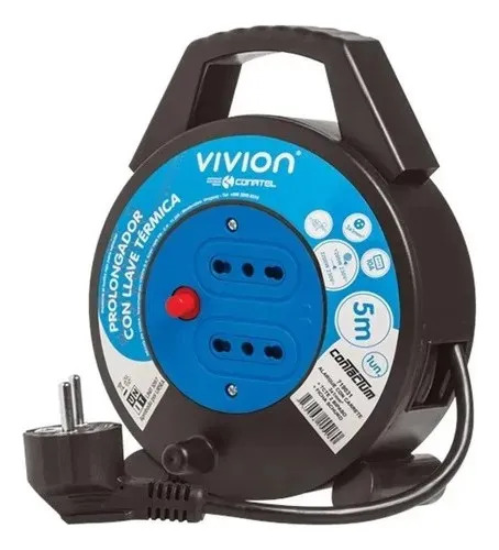 Regleta Carrete 5m 2x Bipaso Schuko 10A Conatel