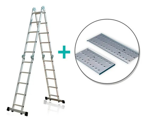 Andamio de Aluminio 20 Escalones 150KG 10 Posiciones con Patas Transversales y Trabas Automáticas Lumax