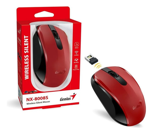 Mouse Genius NX-8008S inalámbrico silencioso rojo