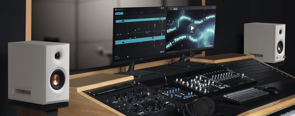 Parlantes amplificadores Edifier MR5 de estudio blancos bluetooth