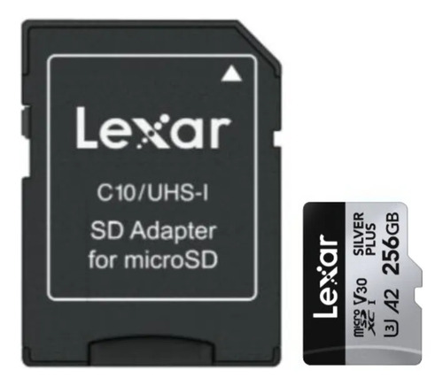 Tarjeta microSD 256GB Clase 10 U3 V30 A2 Microsdxc Uhs-I Silver Plus