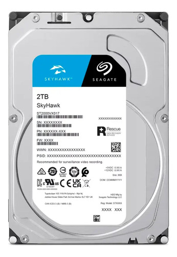 Disco Duro Interno Seagate Skyhawk 2TB 3.5" Sata
