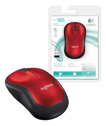Mouse M185 inalámbrico rojo