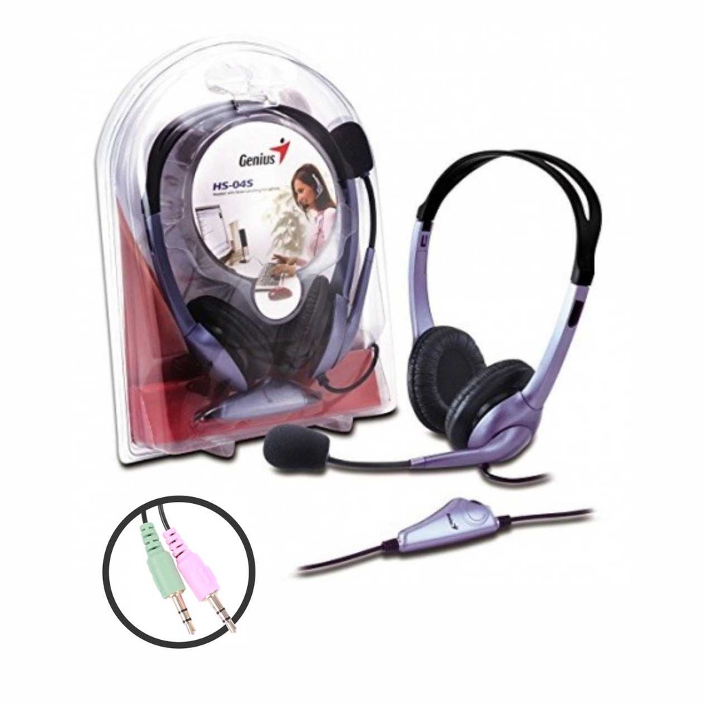 Auriculares Genius HS-04S c/micrófono y anulación de ruido