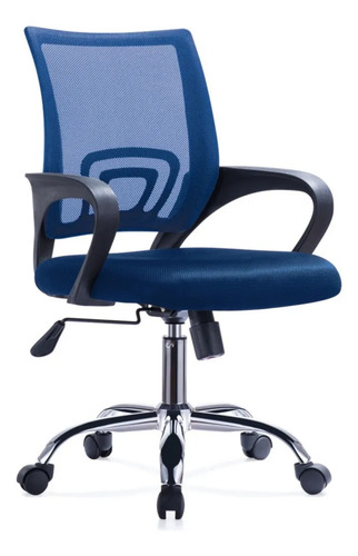 Silla de oficina Mesh con posabrazos azul